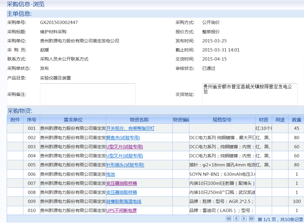 中國（guó）華電黔源電力（lì）指定招標KDZD變壓器油取樣（yàng）箱